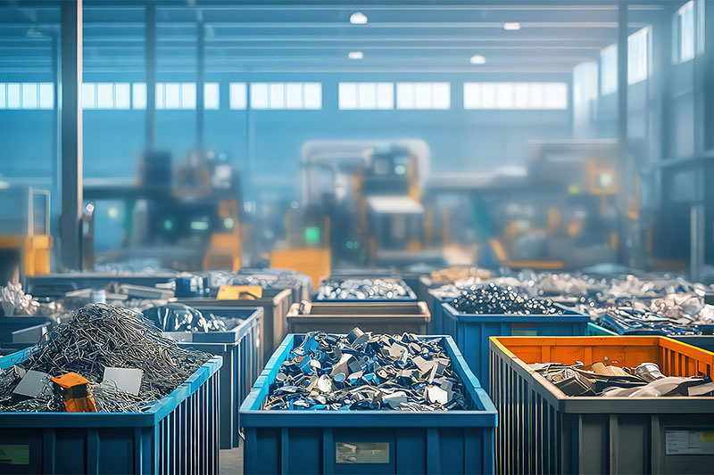 Sorted metal recycling bins at the Avon Reclamation facility